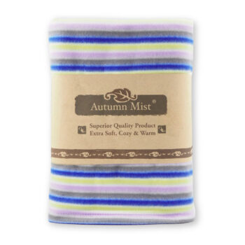 ผ้าห่มฟลีซ ลายริ้ว สีเขียวม่วง