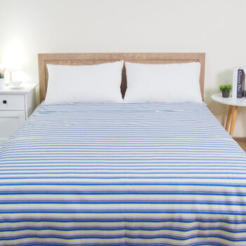 ผ้าห่มฟลีซ ลายริ้ว สีเขียวม่วง