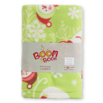 ผ้าห่นฟลีซ พิมพ์ลายการ์ตูน สีเขียวอ่อน