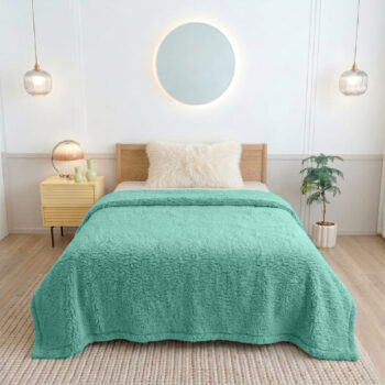 ผ้าห่มขนแกะ 5 ฟุต สีเขียวเสจ Sherpa Blanket