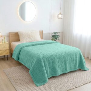 ผ้าห่มขนแกะ 5 ฟุต สีเขียวเสจ Sherpa Blanket ผ้าห่มขนแกะ 5 ฟุต สีเขียวเสจ Sherpa Blanket