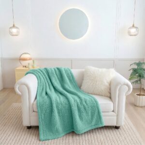 ผ้าห่มขนแกะ 5 ฟุต สีเขียวเสจ Sherpa Blanket ผ้าห่มขนแกะ 5 ฟุต สีเขียวเสจ Sherpa Blanket