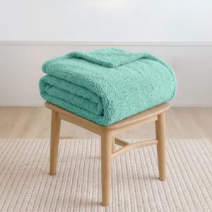 ผ้าห่มขนแกะ 5 ฟุต สีเขียวเสจ Sherpa Blanket ผ้าห่มขนแกะ 5 ฟุต สีเขียวเสจ Sherpa Blanket