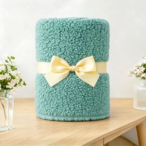 ผ้าห่มขนแกะ 5 ฟุต สีเขียวเสจ Sherpa Blanket ผ้าห่มขนแกะ 5 ฟุต สีเขียวเสจ Sherpa Blanket