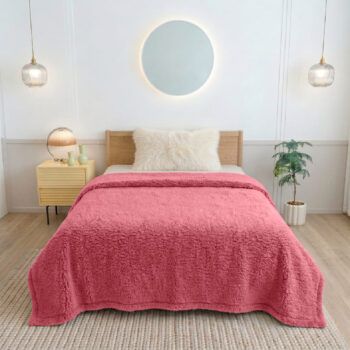 ผ้าห่มขนแกะ 5 ฟุต สีแดง Sherpa Blanket