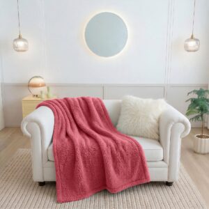 ผ้าห่มขนแกะ 5 ฟุต สีแดง Sherpa Blanket ผ้าห่มขนแกะ 5 ฟุต สีแดง Sherpa Blanket