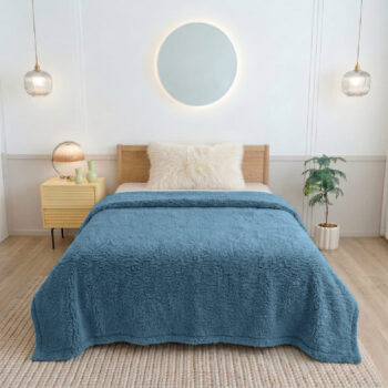 ผ้าห่มขนแกะ 5 ฟุต สีน้ำเงินอมเทา Sherpa Blanket