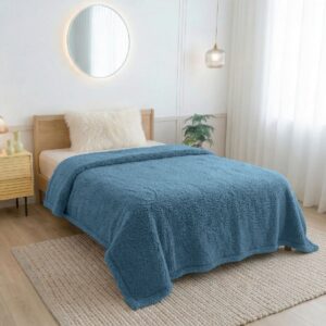ผ้าห่มขนแกะ 5 ฟุต สีน้ำเงินอมเทา Sherpa Blanket