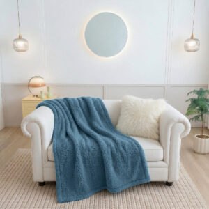ผ้าห่มขนแกะ 5 ฟุต สีน้ำเงินอมเทา Sherpa Blanket