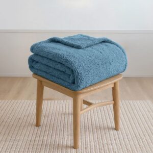 ผ้าห่มขนแกะ 5 ฟุต สีน้ำเงินอมเทา Sherpa Blanket