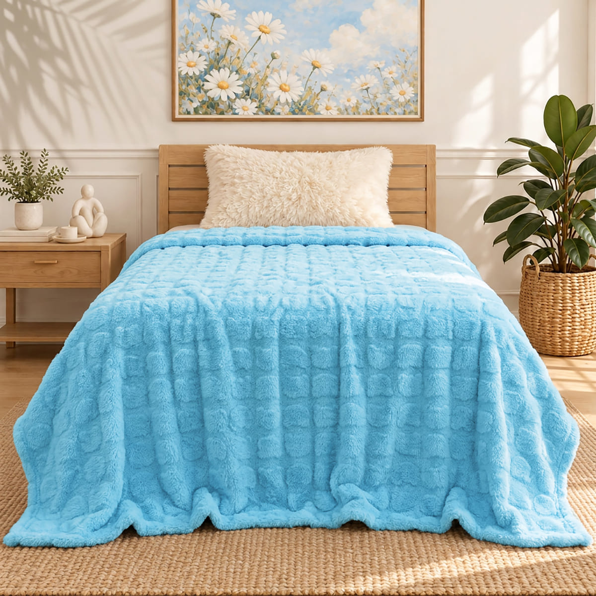 ผ้าห่มแจ๊คการ์ด สีฟ้าท้องฟ้า Jacquard Blanket