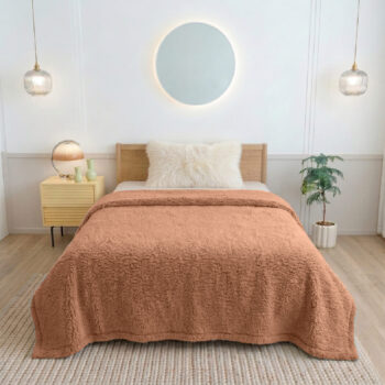 ผ้าห่มขนแกะ 5ฟุต สีน้ำตาล Sherpa Blanket