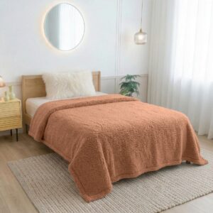 ผ้าห่มขนแกะ 5ฟุต สีน้ำตาล Sherpa Blanket