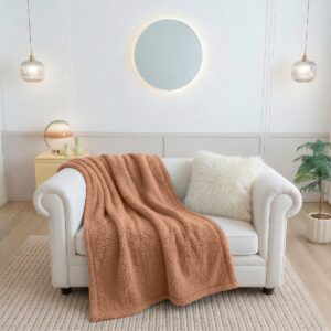 ผ้าห่มขนแกะ 5ฟุต สีน้ำตาล Sherpa Blanket
