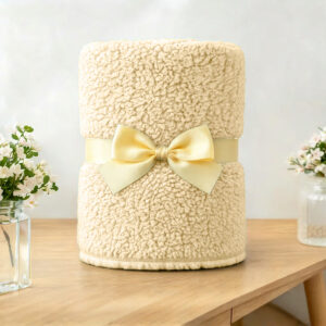 ผ้าห่มขนแกะ 5ฟุต สีเบจ Sherpa Blanket ผ้าห่มขนแกะ 5ฟุต สีเบจ Sherpa Blanket