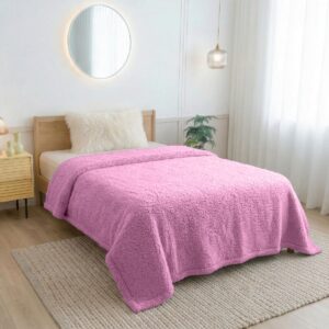 ผ้าห่มขนแกะ 6ฟุต สีชมพู Sherpa Blanket ผ้าห่มขนแกะ 6ฟุต สีชมพู Sherpa Blanket