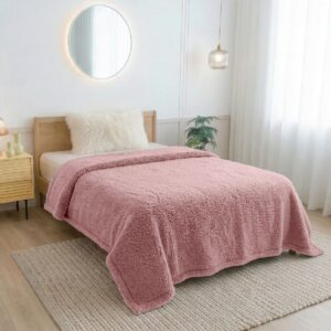 ผ้าห่มขนแกะ 5 ฟุต สีชมพูตุ๋น Sherpa Blanket ผ้าห่มขนแกะ 5 ฟุต สีชมพูตุ๋น Sherpa Blanket