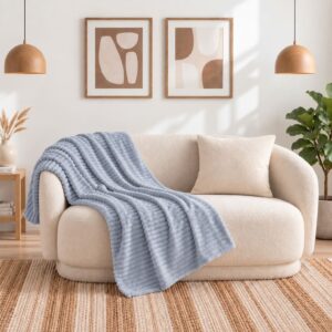ผ้าห่มลูกฟูก 5 ฟุต สีเทา Corduroy Blanket ผ้าห่มลูกฟูก 5 ฟุต สีเทา Corduroy Blanket