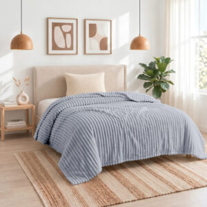 ผ้าห่มลูกฟูก 5 ฟุต สีเทา Corduroy Blanket ผ้าห่มลูกฟูก 5 ฟุต สีเทา Corduroy Blanket