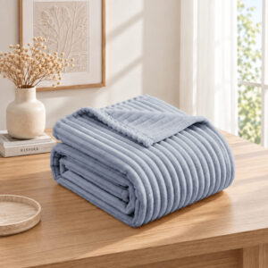 ผ้าห่มลูกฟูก 5 ฟุต สีเทา Corduroy Blanket ผ้าห่มลูกฟูก 5 ฟุต สีเทา Corduroy Blanket
