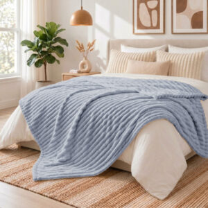 ผ้าห่มลูกฟูก 5 ฟุต สีเทา Corduroy Blanket ผ้าห่มลูกฟูก 5 ฟุต สีเทา Corduroy Blanket