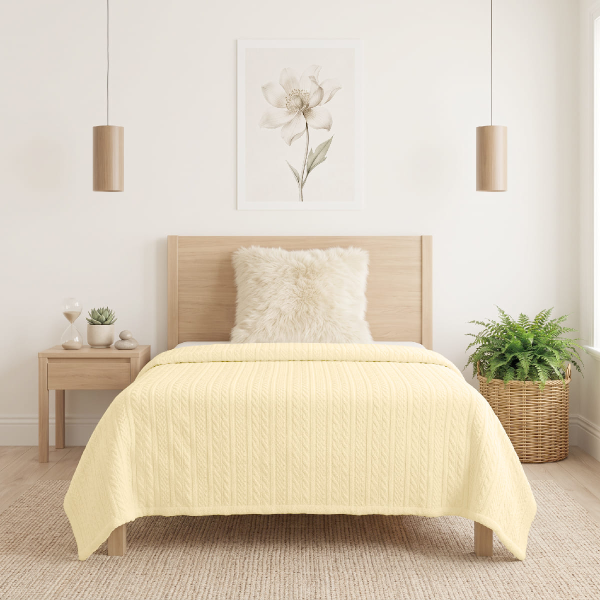 ผ้าห่มแจ๊คการ์ด สีเหลือง Jacquard Blanket
